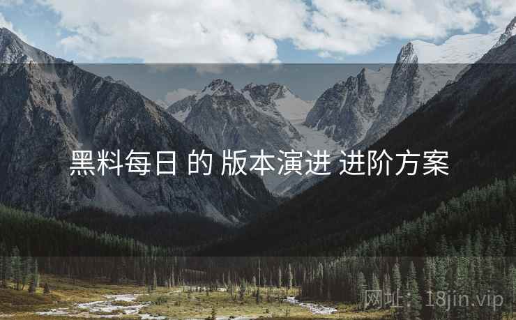 黑料每日 的 版本演进 进阶方案